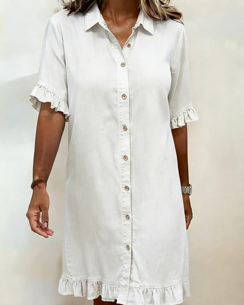 Women's Dress with Front Buttons and Comfortable Fit – Denim Style