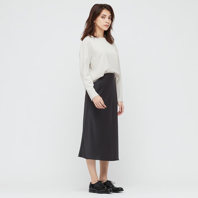 Women's Mid-Length A-line Skirt with Textured Design