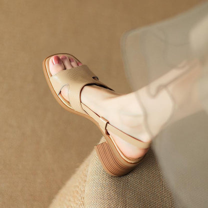 Women's Sandals with Square Toe, Open Toe, and Buckle Strap – Casual Sandals