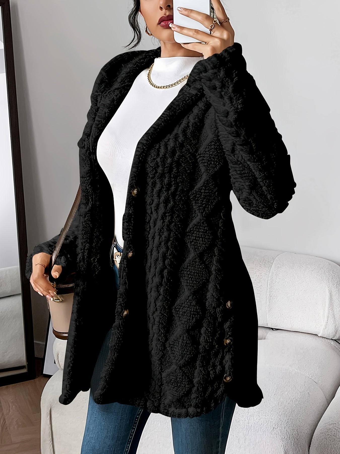 Cardigan Donna con Cappuccio Aperto sul Davanti e Vestibilità Morbida – Stile Versatile