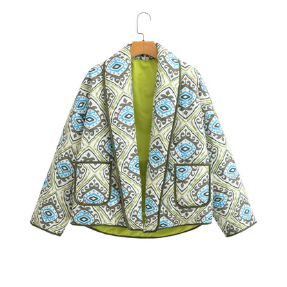 Blazer acolchado de mujer para otoño con mangas amplias y diseño en contraste