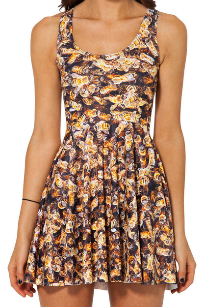 Abito Midi Donna Stampato Senza Maniche con Spalline Sottili e Gonna a Balze – Abito Estivo Casual