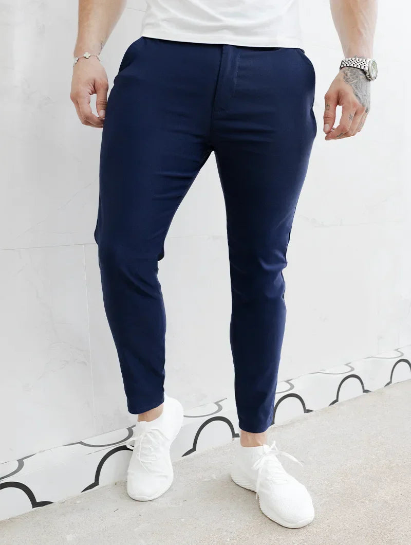 Herrebukser Slim Fit med Firevejs Stretch i Blå Farve