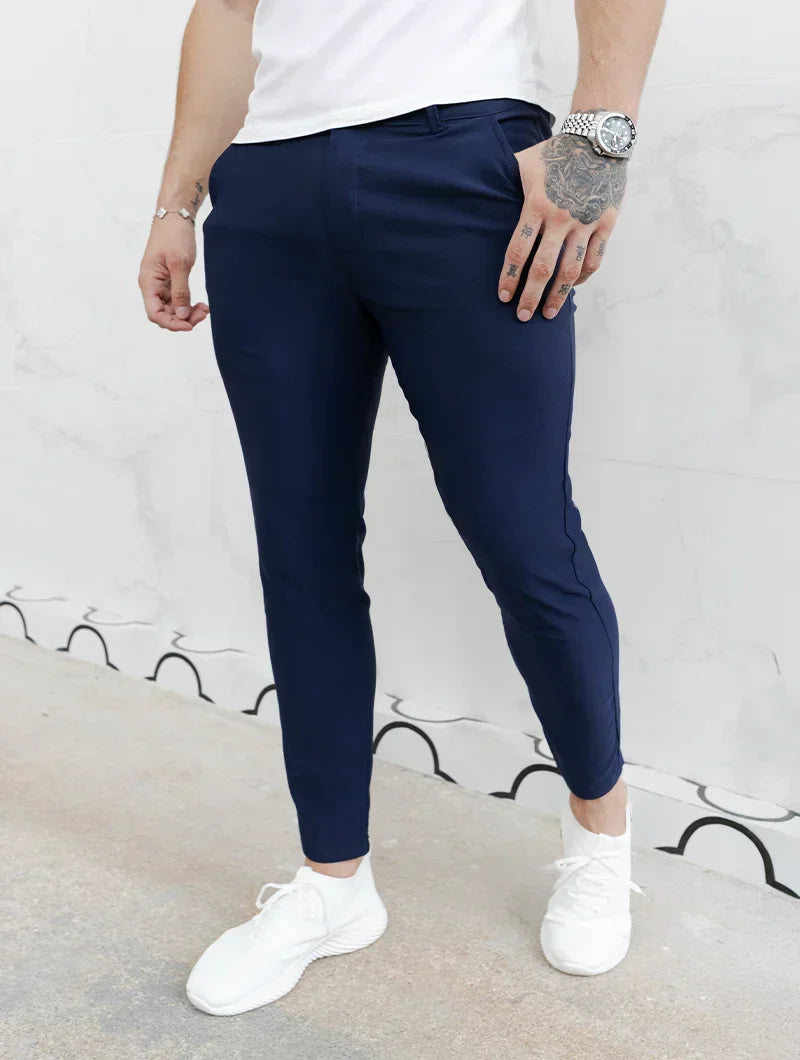 Herrebukser Slim Fit med Firevejs Stretch i Blå Farve