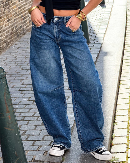 Jeans til kvinder med ballonpasform og vide ben