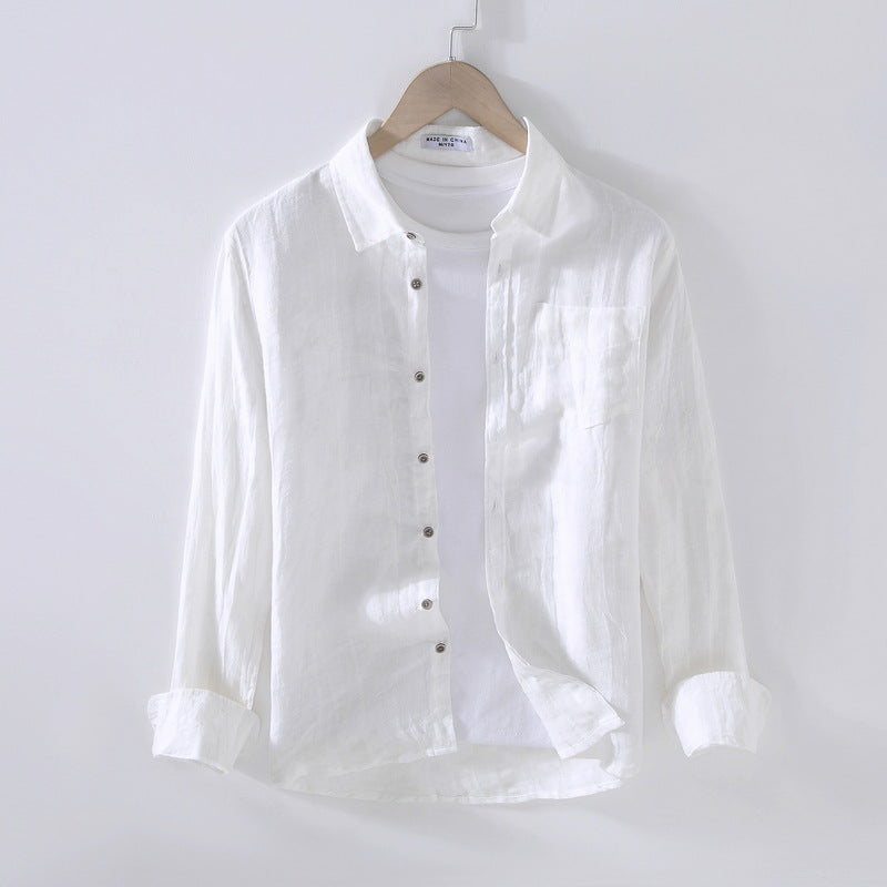 Camisa de verano para hombre de manga larga con botones – Corte amplio
