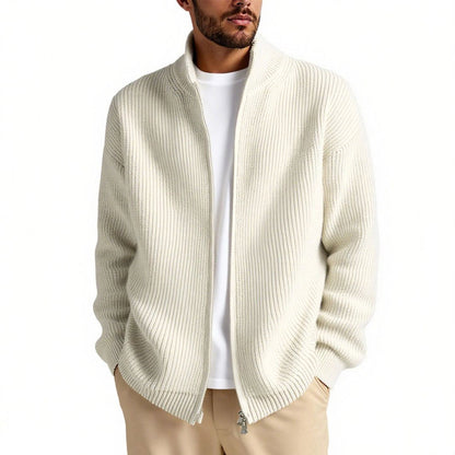 Men's Knit Cardigan with Loose Fit and Front Opening