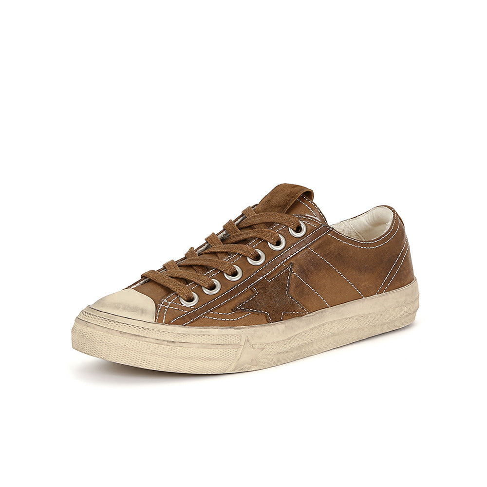 Women's Used Effect Sneakers with Laces – Microfiber Upper and Rubber Sole