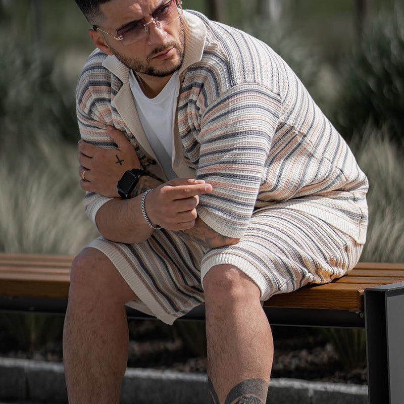 Men's Summer Two-Piece Set with Short Sleeve T-Shirt and Shorts – Casual Sports Outfit