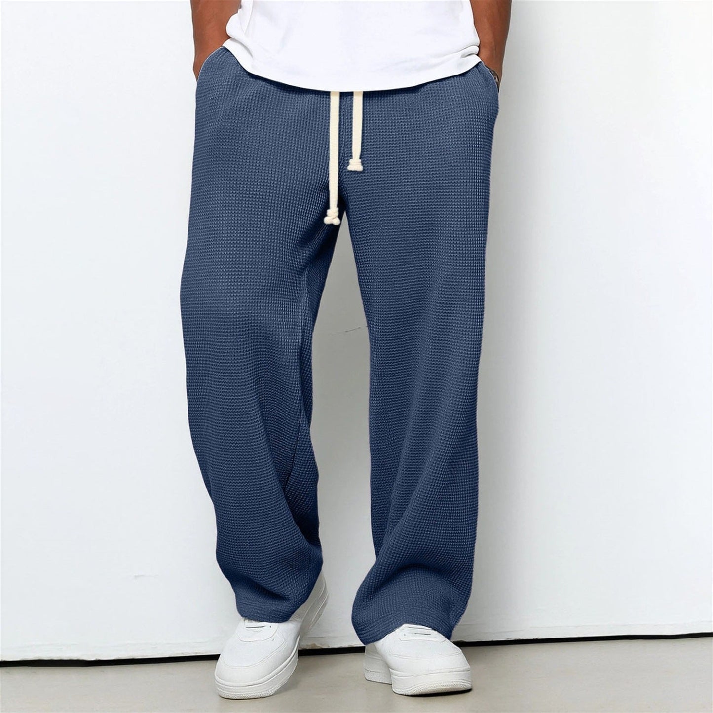 Men's Athleisure Straight-Leg Honeycomb Knit Pants – Comfortable Fit