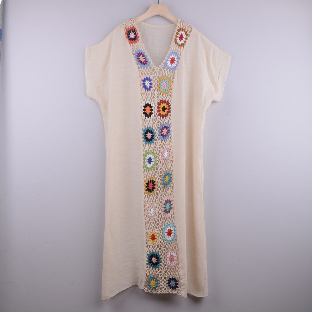 Copricostume Estivo Donna all’Uncinetto con Design a Contrasto