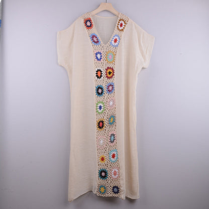 Copricostume Estivo Donna all’Uncinetto con Design a Contrasto