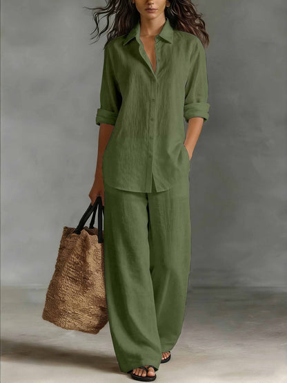 Completo Donna Due Pezzi con Top a Maniche Lunghe e Pantaloni a Gamba Dritta – Completo Casual Quotidiano