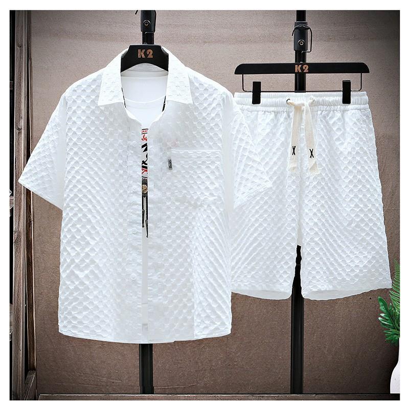 Men's Two-Piece Suit with Shirt and Shorts – Loose Fit