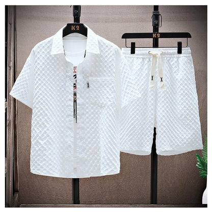 Men's Two-Piece Suit with Shirt and Shorts – Loose Fit