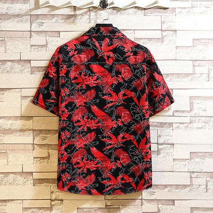 Men's Two-Piece Suit with Printed Shirt and Shorts – Streetwear Style