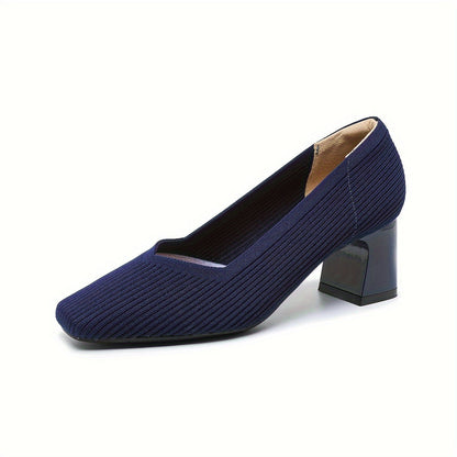 Women's Low-Cut Shoes with Wide Heel, Stretch Upper, and Padded Insole