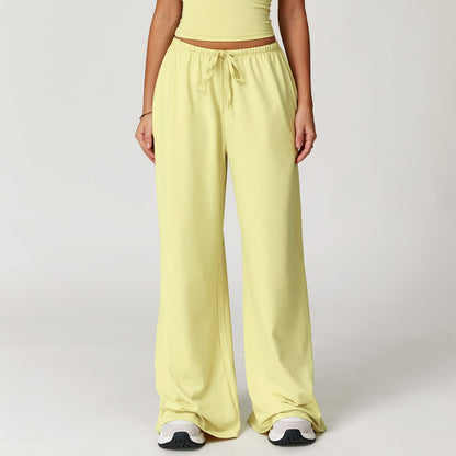 Wide Women's Pants with High Waist, Brushed Fabric, and Hanging Detail – Pants Style