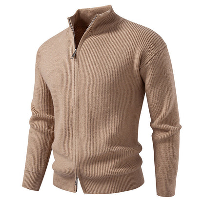 Men's Spring Cardigan with Zipper and Slim Fit