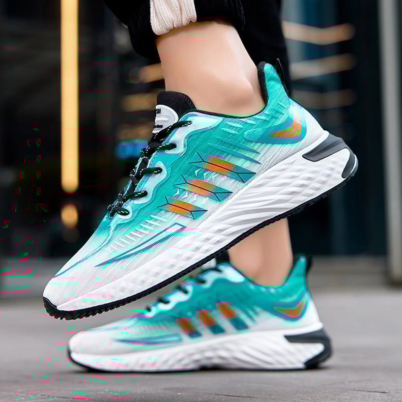 Men's Sport Sneakers with Laces, Thick Sole, and Round Toe