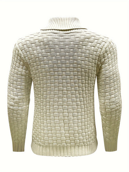 Maglione Uomo in Maglia Waffle con Collo a Sciarpa