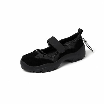 Scarpe Mary Jane Donna con Chiusura a Strappo, Suola Spessa e Punta Tonda – Scarpe Casual