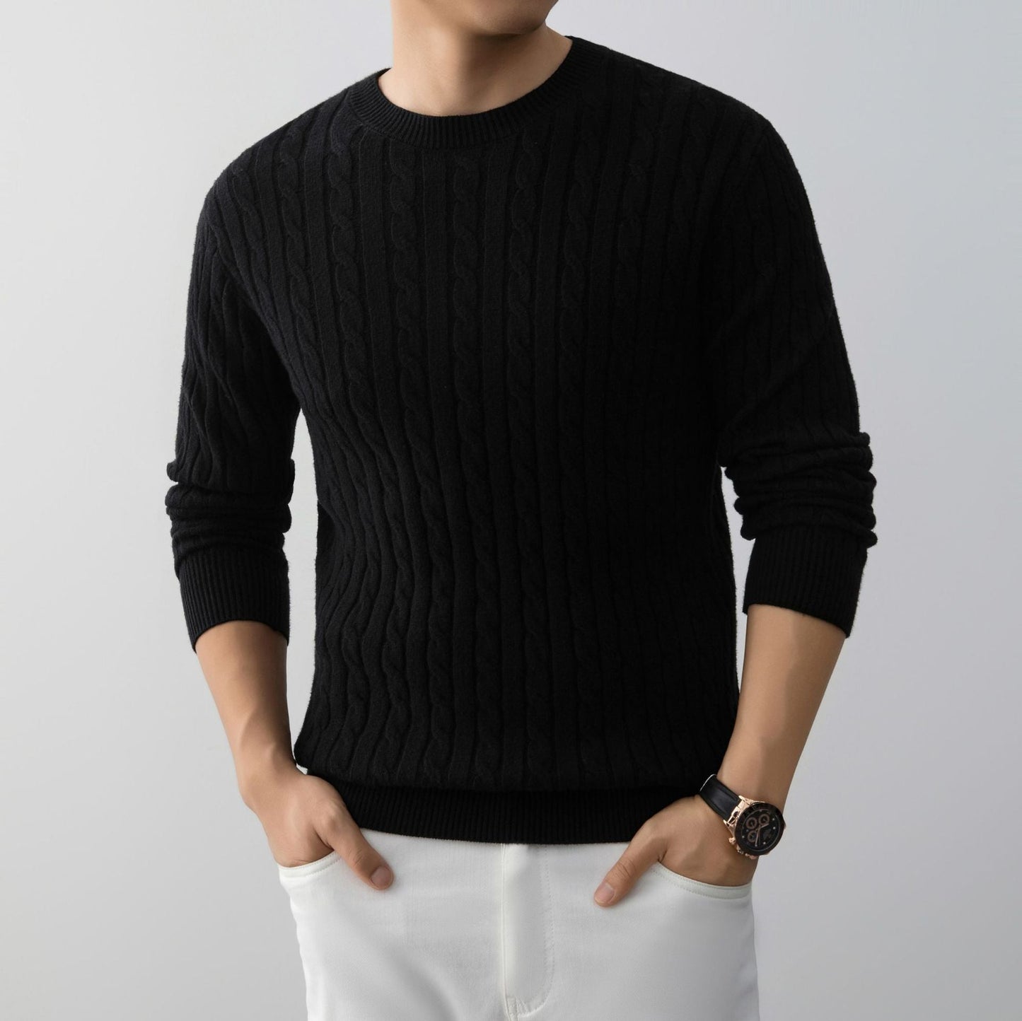 Maglione da Uomo a Maniche Lunghe a Vestibilità Ampia con Motivo Jacquard