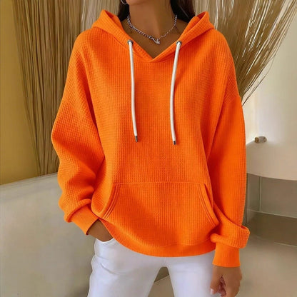 Sudadera con capucha para mujer con cordón ajustable, mangas largas y capucha ajustable.