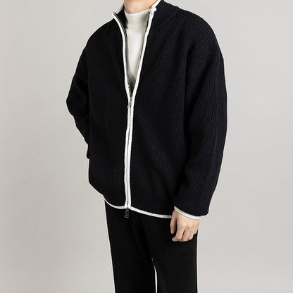 Men's Wide Fit Cardigan with Front Opening and Long Sleeves