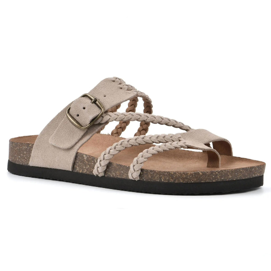 Damesandaler Bassi Slip-On med fletremme og perforeret design