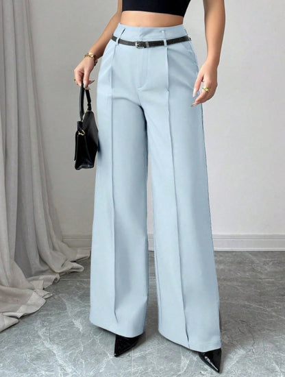 Women's High-Waisted Straight-Leg Pants, Loose Fit