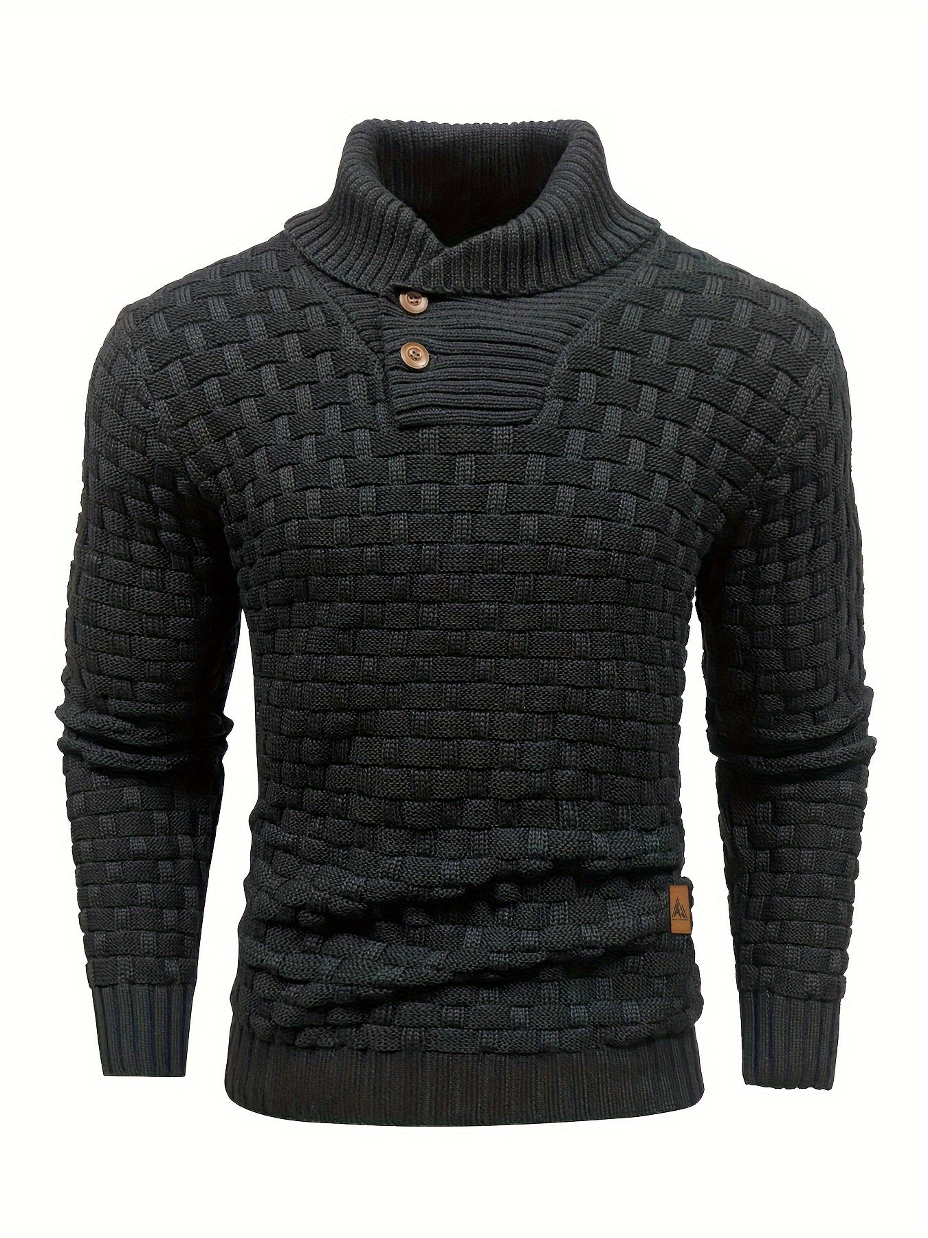 Maglione Uomo in Maglia Waffle con Collo a Sciarpa