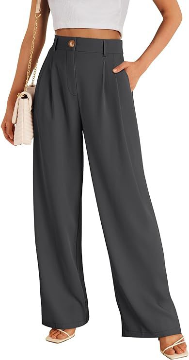 Women's High-Waisted Stretch Formal Pants with Wide Leg