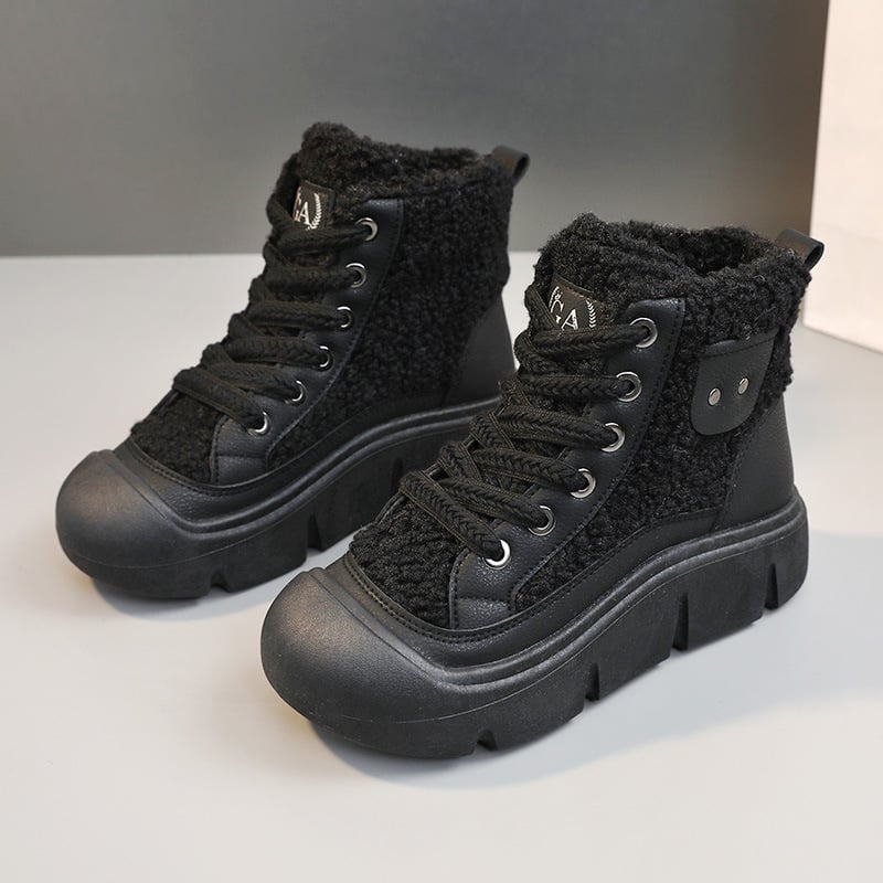 Sneakers Donna Invernali Alte con Lacci – Suola in Gomma Antiscivolo
