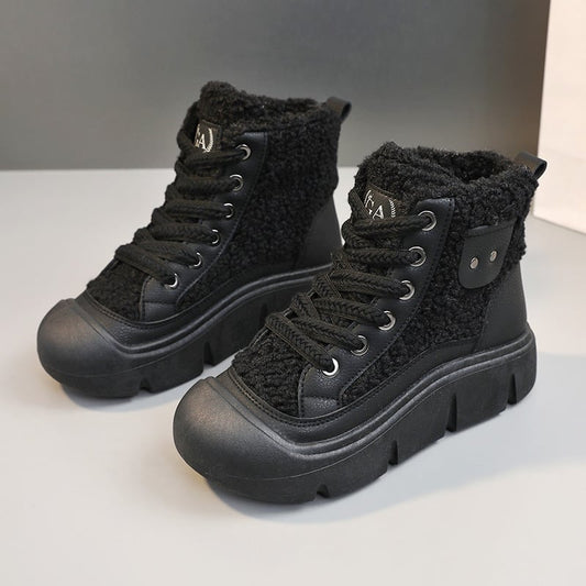 Høje Vinterdamesneakers med Snørebånd – Sål i Skridsikker Gummi