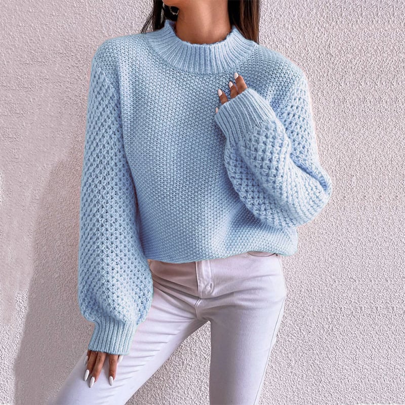 Women's Autumn Sweater with Geometric Pattern and Long Sleeves