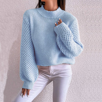 Women's Autumn Sweater with Geometric Pattern and Long Sleeves