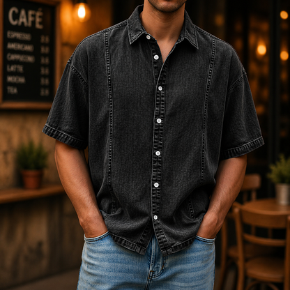 Camicia Uomo a Maniche Corte con Bottoni e Colletto Classico – Vestibilità Comoda Casual