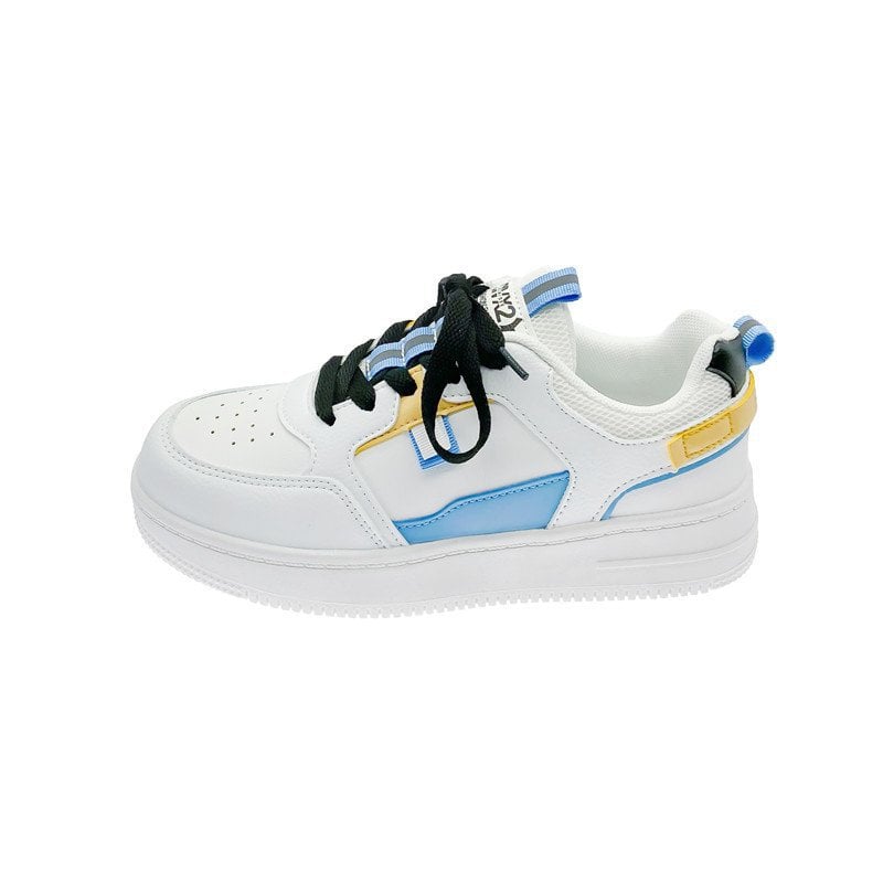 Scarpe da Ginnastica Donna con Suola Spessa e Lacci – Design Bicolore Punta Tonda