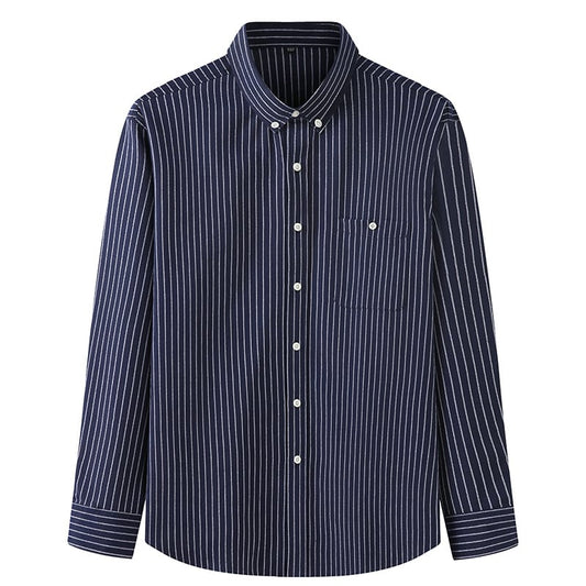 Camicia da Uomo a Maniche Lunghe Primaverile Taglie Comode con Motivo a Righe
