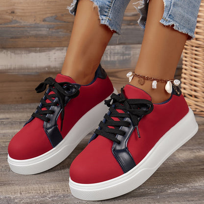 Sneakers Donna Sportive con Lacci e Tacco Medio – Punta Tonda
