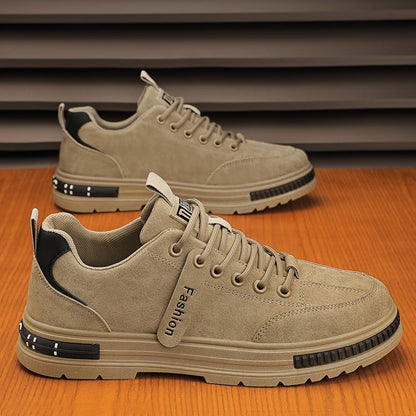 Men's Sneakers with Laces, Low Cut, Round Toe, and Flat Sole