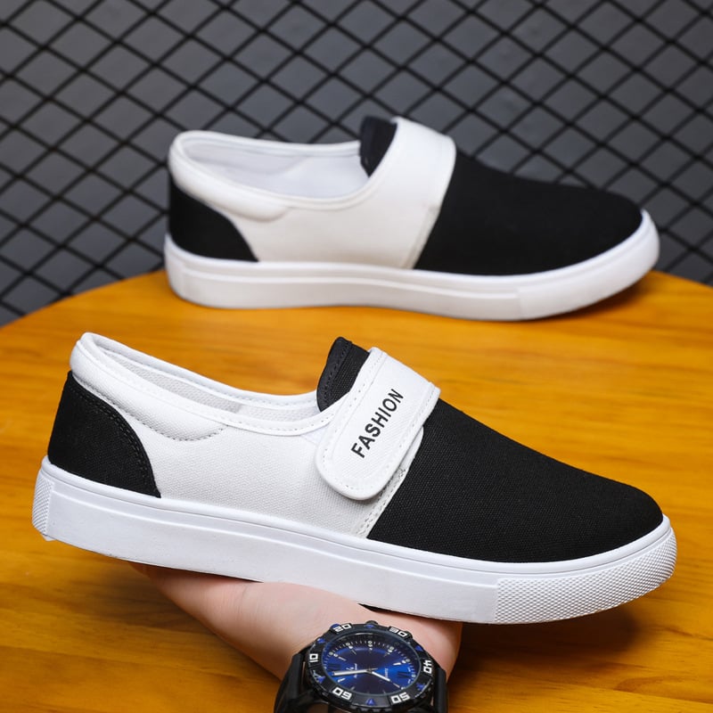 Men's Sneakers with Velcro Closure, Flat Sole, and Low-Top Design