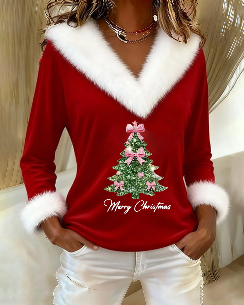 Top Donna con Scollo a V e Stampa Festiva – Stile Quotidiano