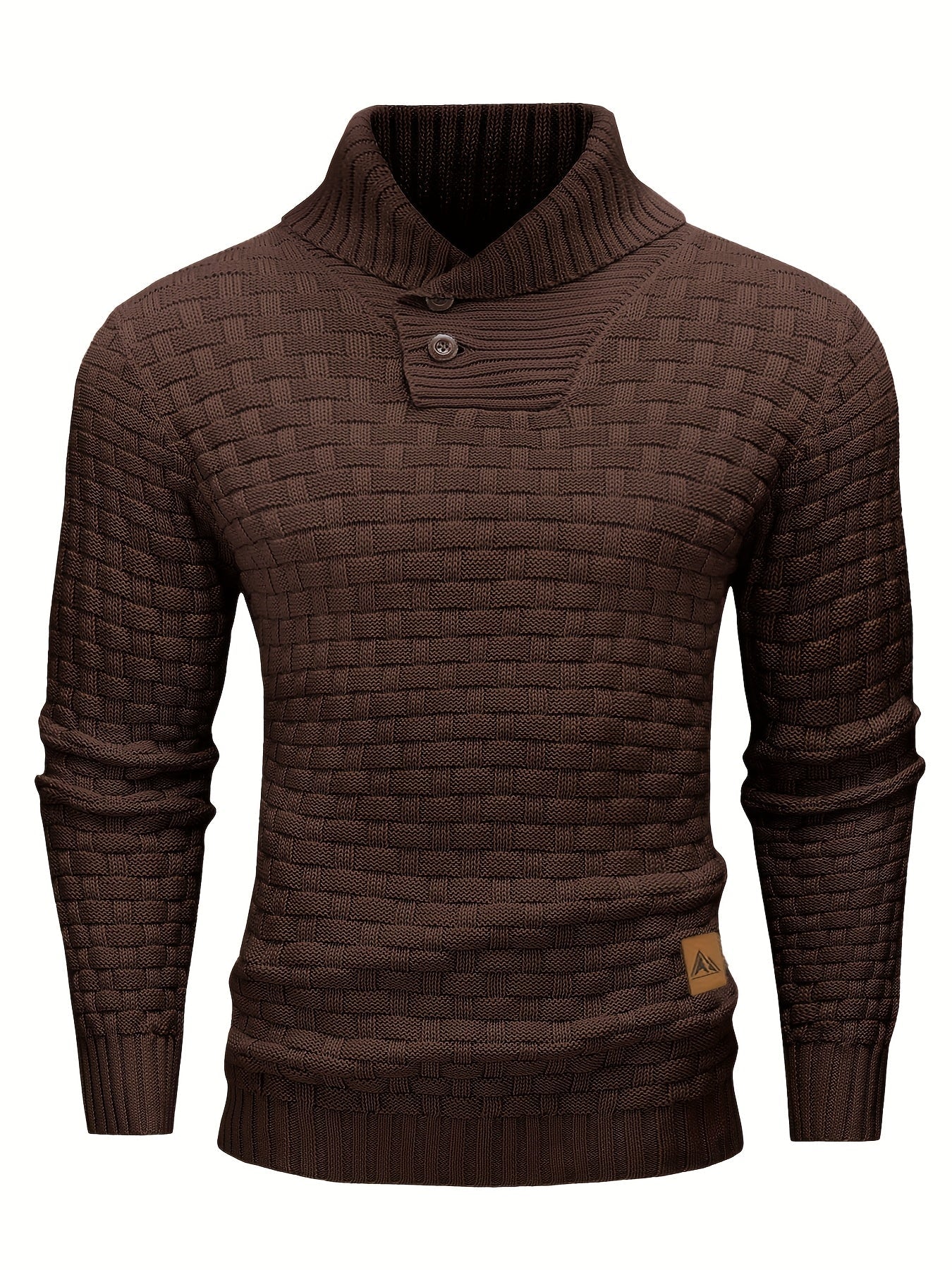 Maglione Uomo in Maglia Waffle con Collo a Sciarpa