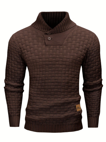 Maglione Uomo in Maglia Waffle con Collo a Sciarpa