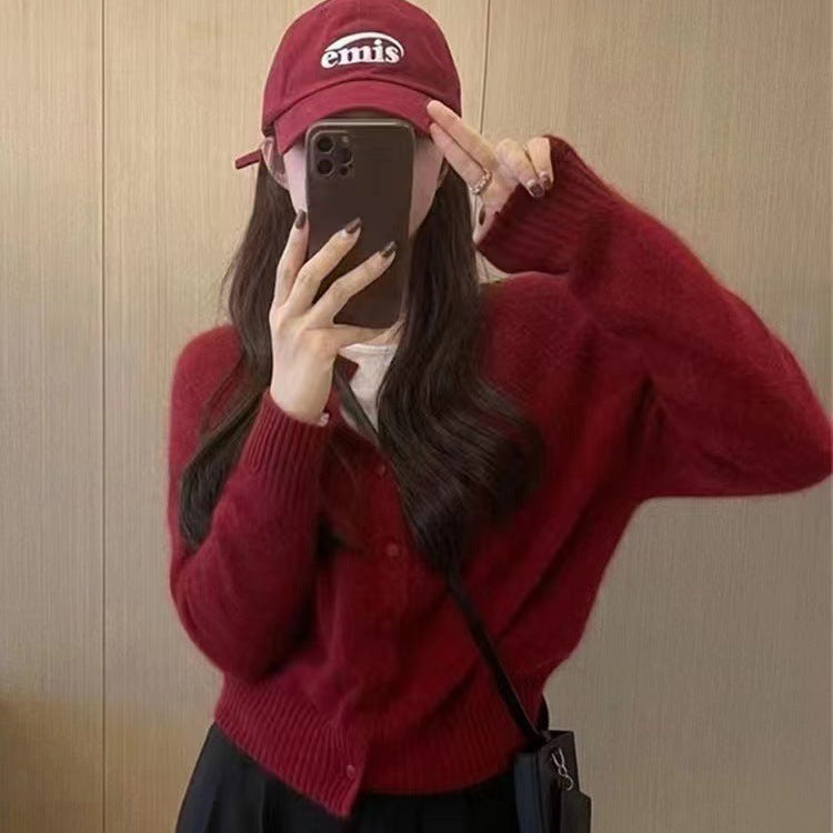 Cardigan Da Donna in Maglia a Maniche Lunghe Con Apertura Frontale, Tinta Unita