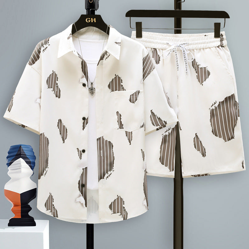 Men's Summer Two-Piece Set with Short-Sleeve T-Shirt and Shorts – Casual Sports Set