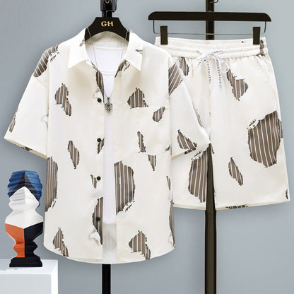 Men's Summer Two-Piece Set with Short-Sleeve T-Shirt and Shorts – Casual Sports Set