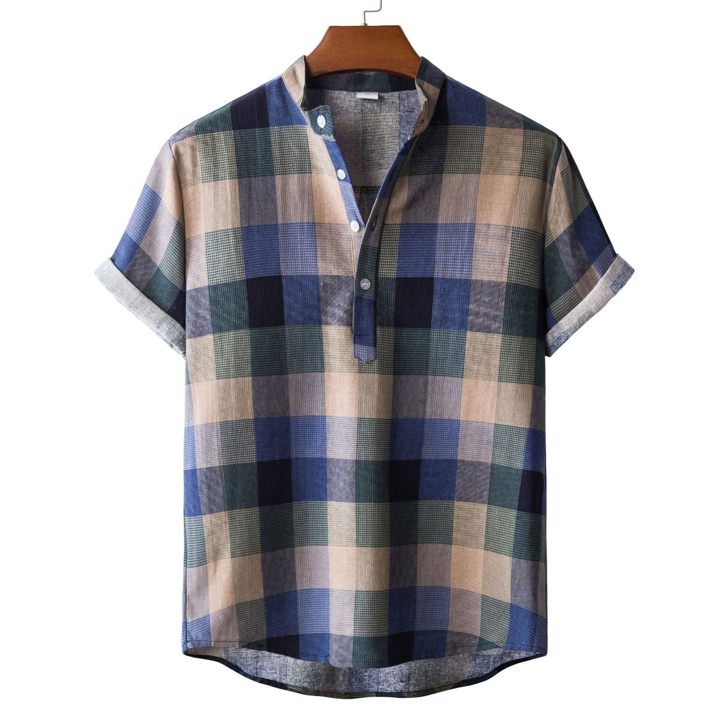 Camicia Estiva Uomo con Stampa di Bambù e Colletto a Revers – Vestibilità Aderente